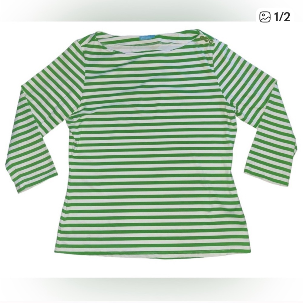 J. McLaughlin Catalina Striped Print 3/4 Sleeve Wavesong